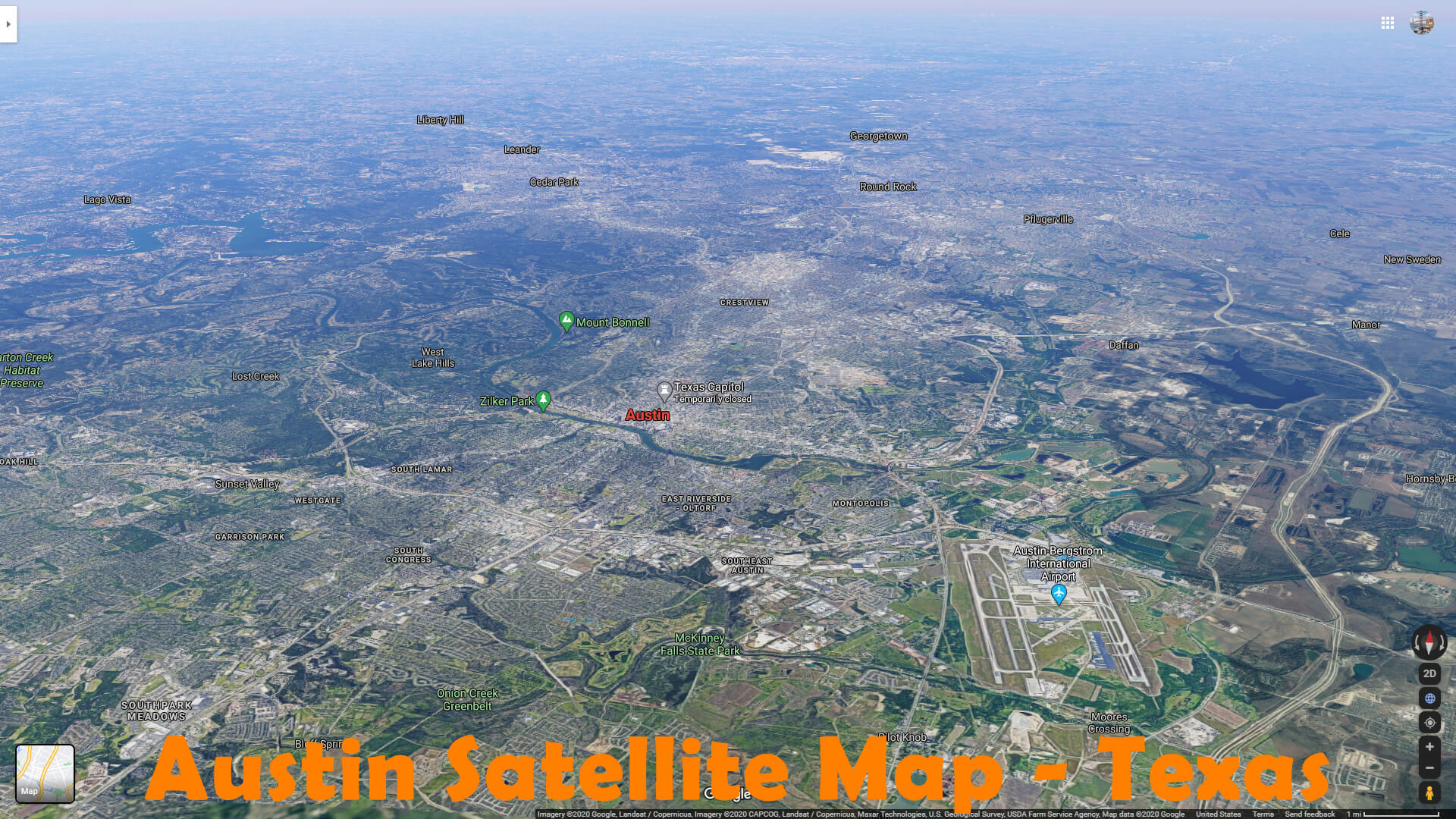 Austin Satellite Carte   Texas